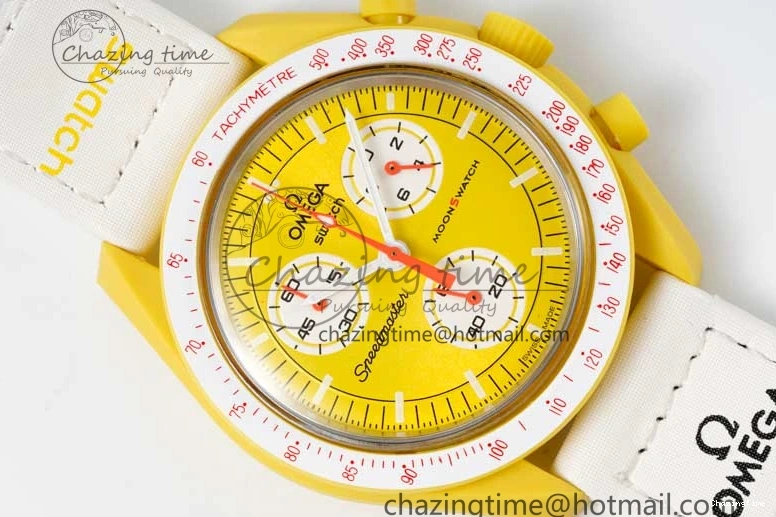 1223 Speedmaster Misson To The Sun 1:1 Best Edition Yellow Dial On Nylon Strap Quartz FlexibleFit 7855